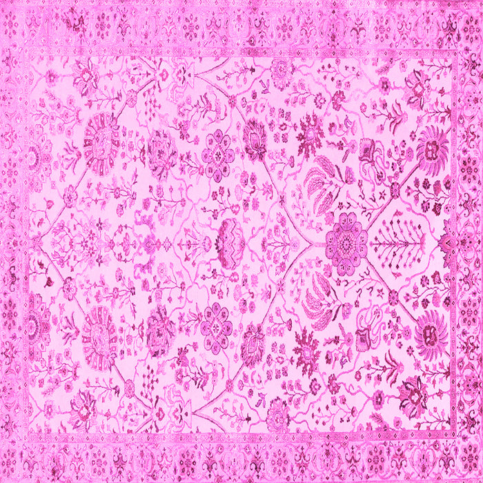 Square Machine Washable Persian Pink Traditional Rug, wshtr3317pnk