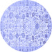 Round Persian Blue Traditional Rug, tr3317blu