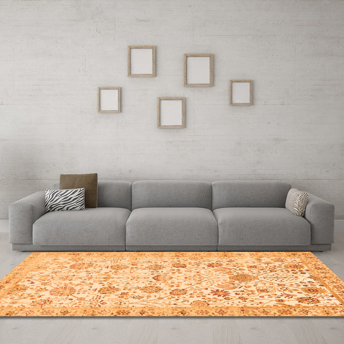 Machine Washable Persian Orange Traditional Area Rugs in a Living Room, wshtr3317org
