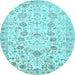 Round Persian Light Blue Traditional Rug, tr3317lblu