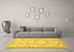 Machine Washable Persian Yellow Traditional Rug in a Living Room, wshtr3317yw