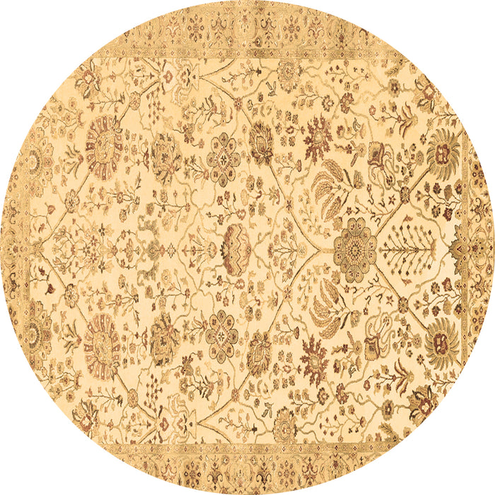 Round Persian Brown Traditional Rug, tr3317brn