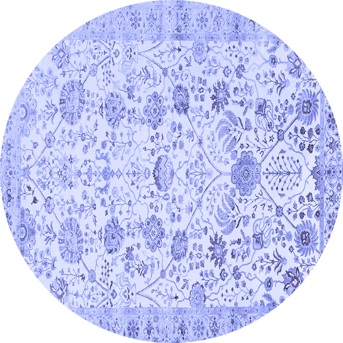 Round Machine Washable Persian Blue Traditional Rug, wshtr3317blu