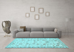 Machine Washable Persian Light Blue Traditional Rug in a Living Room, wshtr3317lblu