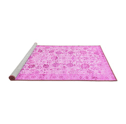 Sideview of Machine Washable Persian Pink Traditional Rug, wshtr3317pnk