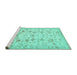 Sideview of Machine Washable Persian Turquoise Traditional Area Rugs, wshtr3317turq