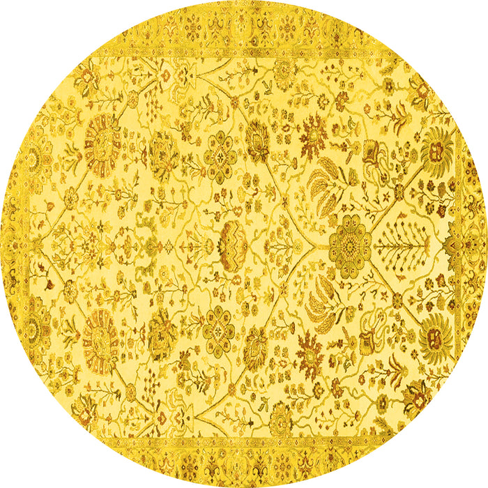 Round Persian Yellow Traditional Rug, tr3317yw