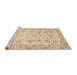 Sideview of Machine Washable Traditional Khaki Gold Rug, wshtr3318