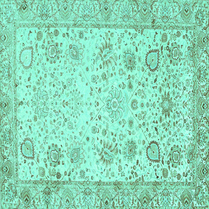 Square Machine Washable Persian Turquoise Traditional Area Rugs, wshtr3318turq