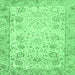 Square Machine Washable Persian Emerald Green Traditional Area Rugs, wshtr3318emgrn