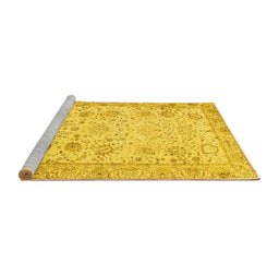 Sideview of Machine Washable Persian Yellow Traditional Rug, wshtr3318yw