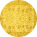 Round Persian Yellow Traditional Rug, tr3318yw