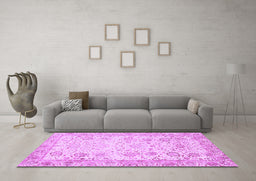Machine Washable Persian Purple Traditional Area Rugs in a Living Room, wshtr3318pur