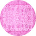 Round Persian Pink Traditional Rug, tr3318pnk