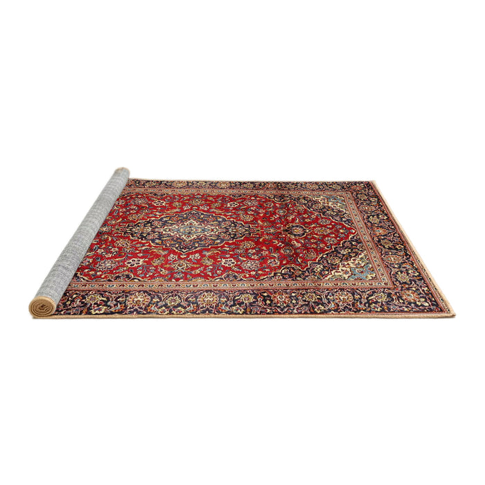 Sideview of Machine Washable Traditional Saffron Red Rug, wshtr3319