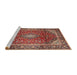 Sideview of Machine Washable Traditional Saffron Red Rug, wshtr3319