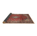 Sideview of Traditional Saffron Red Medallion Rug, tr3319