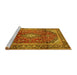 Sideview of Machine Washable Medallion Yellow Traditional Rug, wshtr3319yw