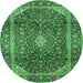 Round Medallion Emerald Green Traditional Rug, tr3319emgrn