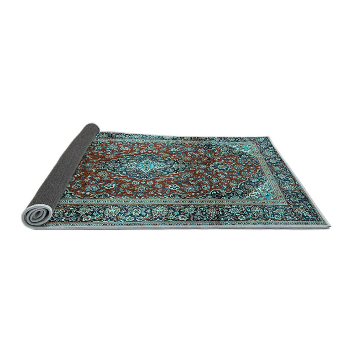 Sideview of Medallion Light Blue Traditional Rug, tr3319lblu