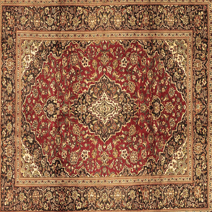Square Machine Washable Medallion Brown Traditional Rug, wshtr3319brn