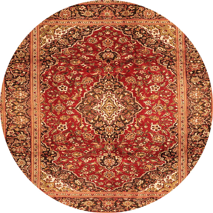 Machine Washable Medallion Orange Traditional Area Rugs, wshtr3319org