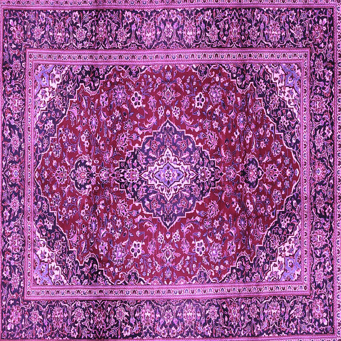 Square Machine Washable Medallion Purple Traditional Area Rugs, wshtr3319pur