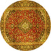 Round Medallion Yellow Traditional Rug, tr3319yw