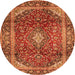 Square Medallion Orange Traditional Rug, tr3319org