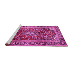 Sideview of Machine Washable Medallion Pink Traditional Rug, wshtr3319pnk