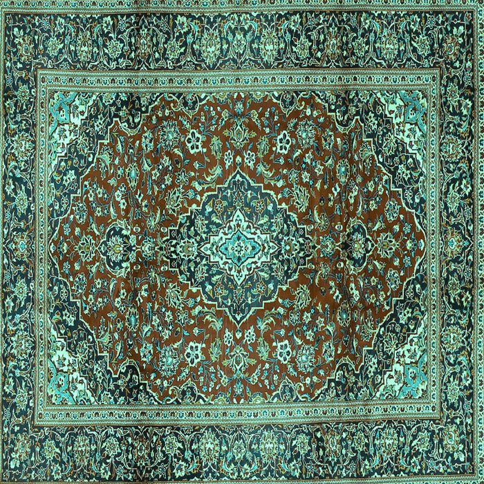 Square Medallion Turquoise Traditional Rug, tr3319turq