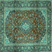 Square Medallion Turquoise Traditional Rug, tr3319turq