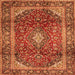 Serging Thickness of Medallion Orange Traditional Rug, tr3319org