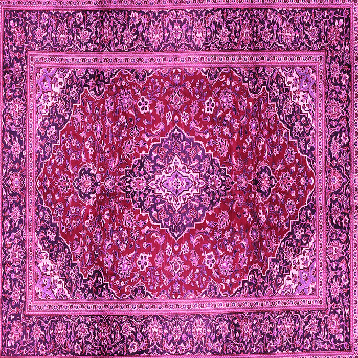 Square Machine Washable Medallion Pink Traditional Rug, wshtr3319pnk