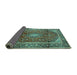 Sideview of Medallion Turquoise Traditional Rug, tr3319turq