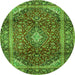 Square Medallion Green Traditional Rug, tr3319grn