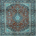 Square Medallion Light Blue Traditional Rug, tr3319lblu