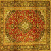 Square Medallion Yellow Traditional Rug, tr3319yw