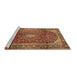 Sideview of Machine Washable Medallion Brown Traditional Rug, wshtr3319brn