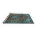 Sideview of Machine Washable Medallion Light Blue Traditional Rug, wshtr3319lblu