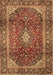 Machine Washable Medallion Brown Traditional Rug, wshtr3319brn