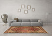 Machine Washable Medallion Brown Traditional Rug in a Living Room,, wshtr3319brn