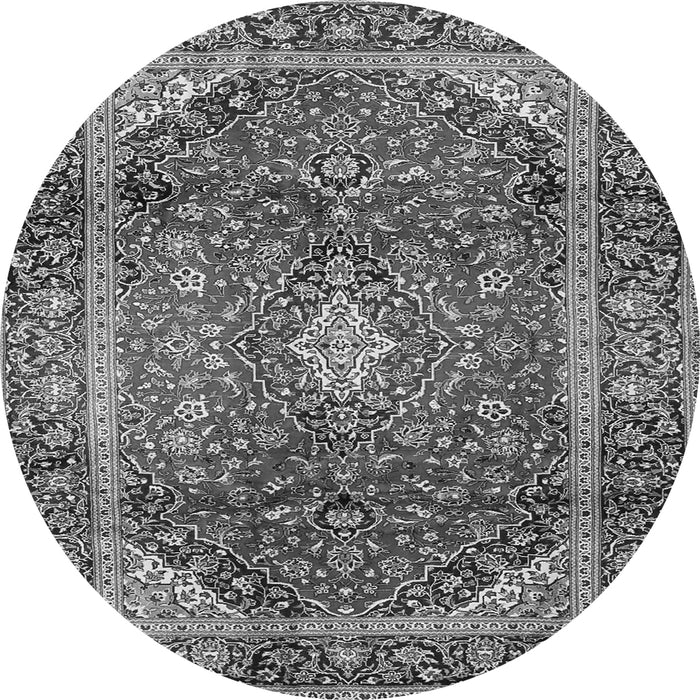 Machine Washable Medallion Gray Traditional Rug, wshtr3319gry