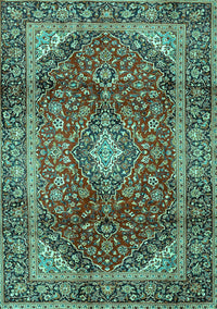 Medallion Turquoise Traditional Rug, tr3319turq