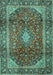 Medallion Turquoise Traditional Rug, tr3319turq