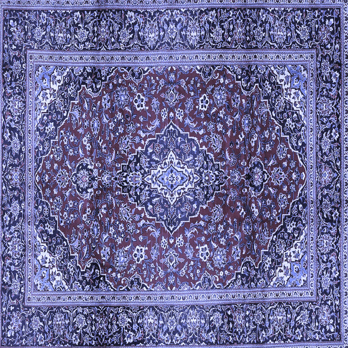 Square Machine Washable Medallion Blue Traditional Rug, wshtr3319blu