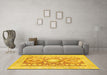 Machine Washable Persian Yellow Traditional Rug in a Living Room, wshtr331yw