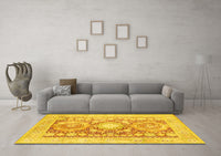 Machine Washable Persian Yellow Traditional Rug, wshtr331yw