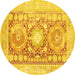 Round Persian Yellow Traditional Rug, tr331yw