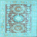 Square Machine Washable Persian Light Blue Traditional Rug, wshtr331lblu